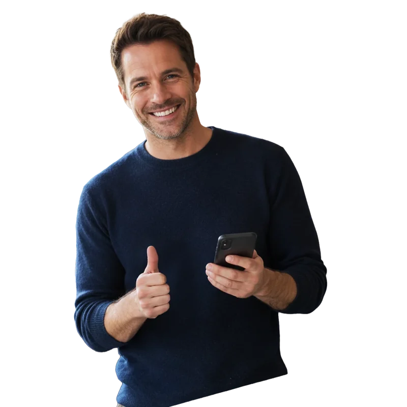 A man relieved after accepting a loan offer